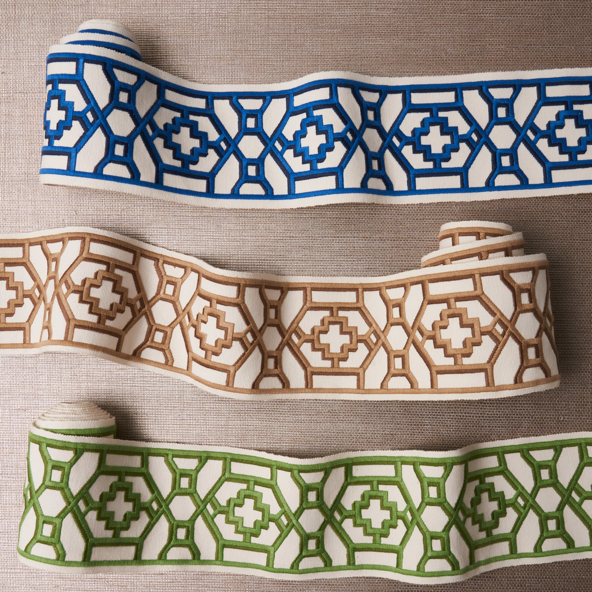 Schumacher Zanzibar Trellis Tape Jade Trim 81281