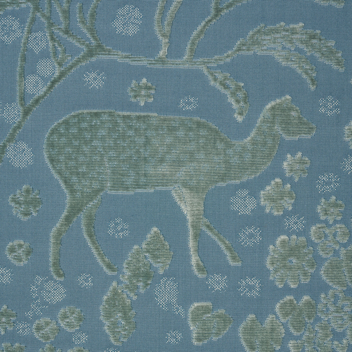 Schumacher Arbor Forest Slate Blue Fabric 81310