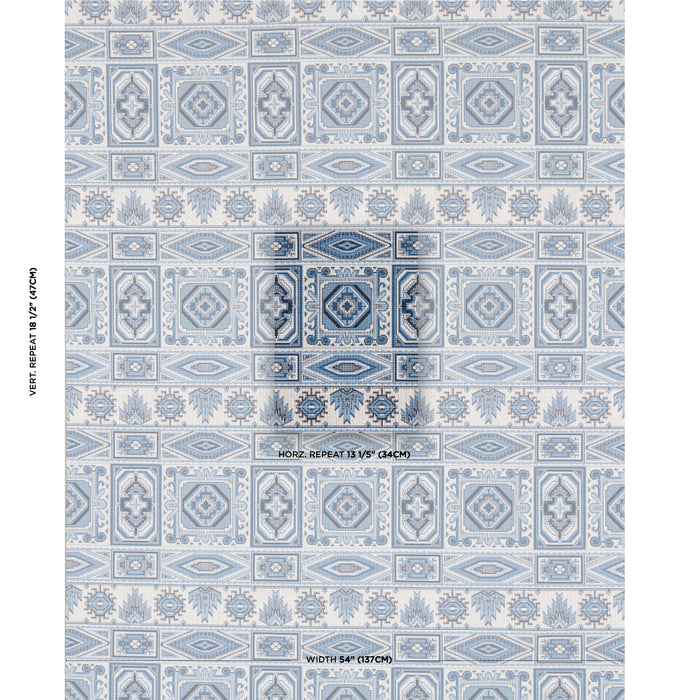 Schumacher Crowley Epingle Blue Fabric 81330