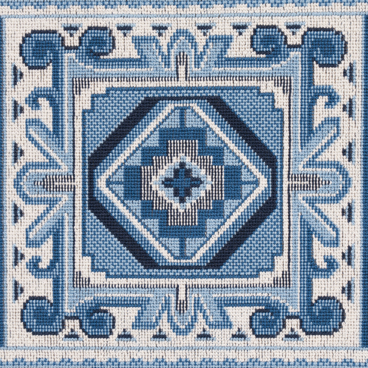 Schumacher Crowley Epingle Blue Fabric 81330