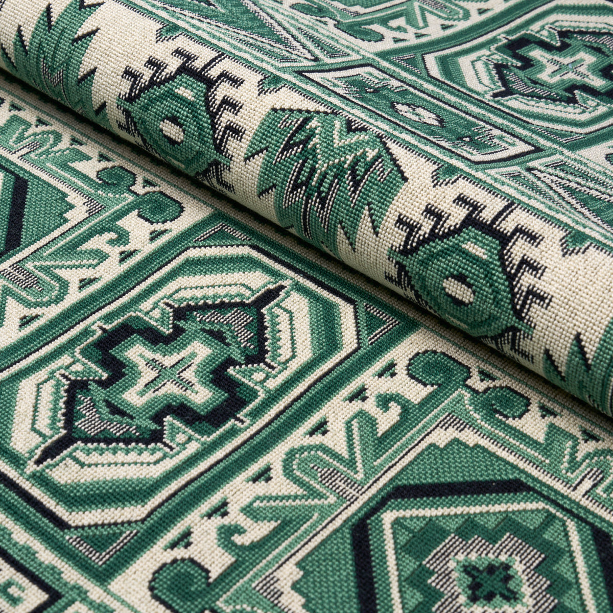 Schumacher Crowley Epingle Green Fabric Sample 81331