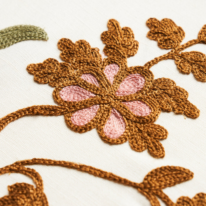 Schumacher Raleigh Crewel Embroidery Autumn Fabric Sample 81430