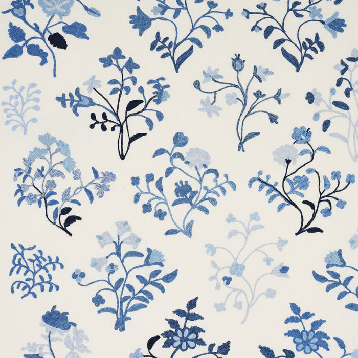 Schumacher Raleigh Crewel Embroidery Cornflower Fabric Sample 81431