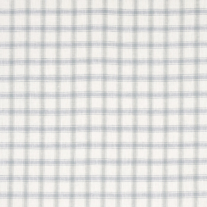 Schumacher Crawford Linen Check Jasper Blue Fabric Sample 81450