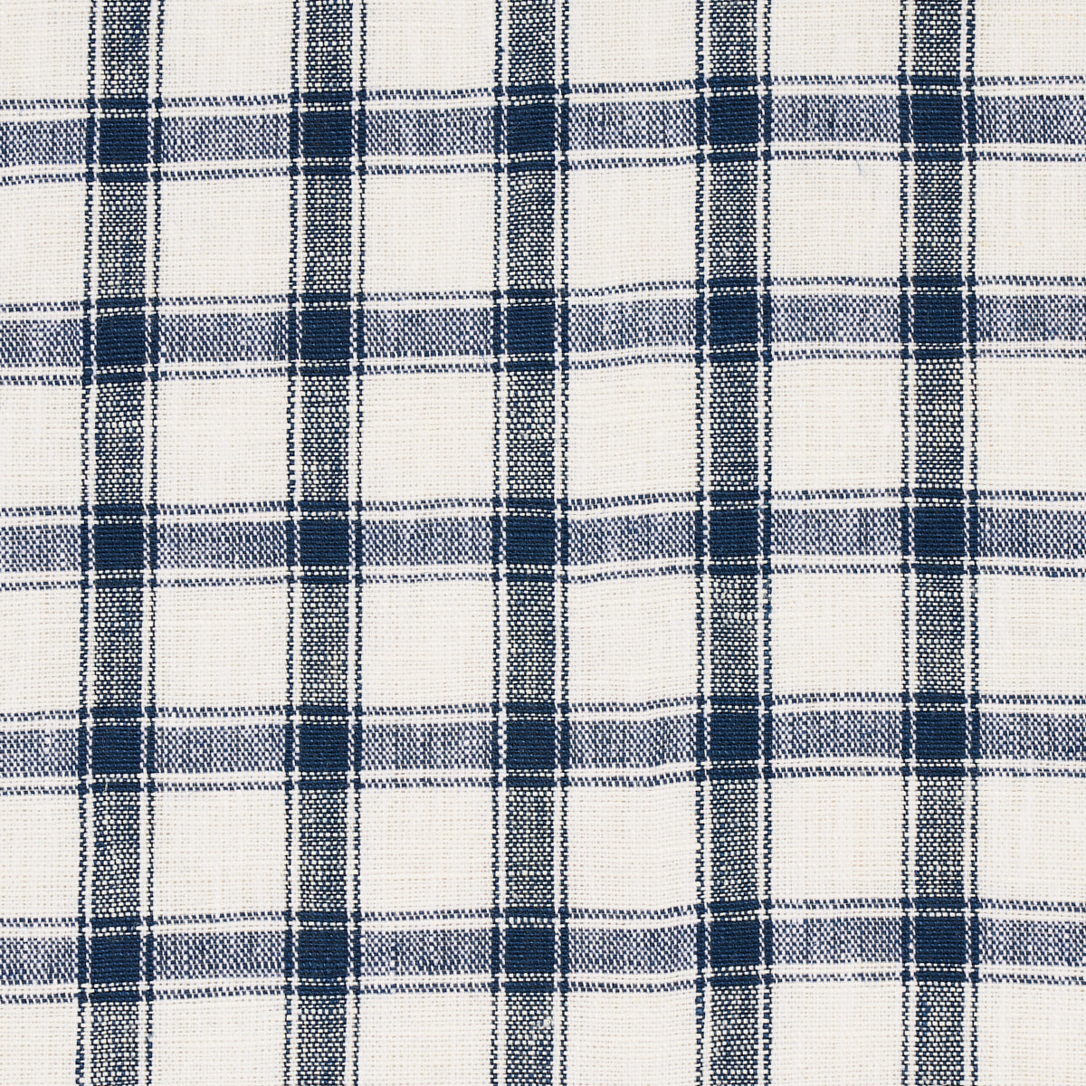 Schumacher Crawford Linen Check Indigo Fabric Sample 81451