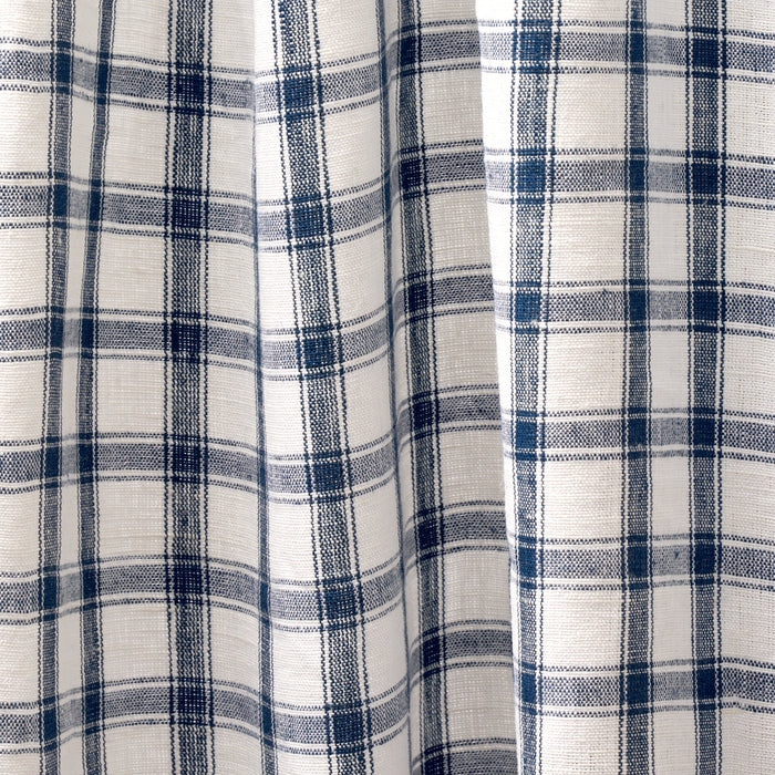 Schumacher Crawford Linen Check Indigo Fabric Sample 81451