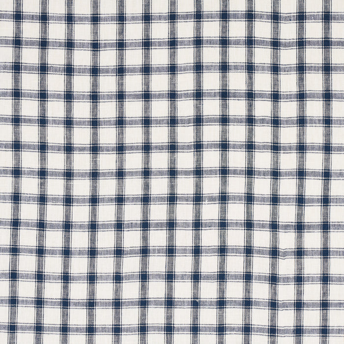 Schumacher Crawford Linen Check Indigo Fabric Sample 81451