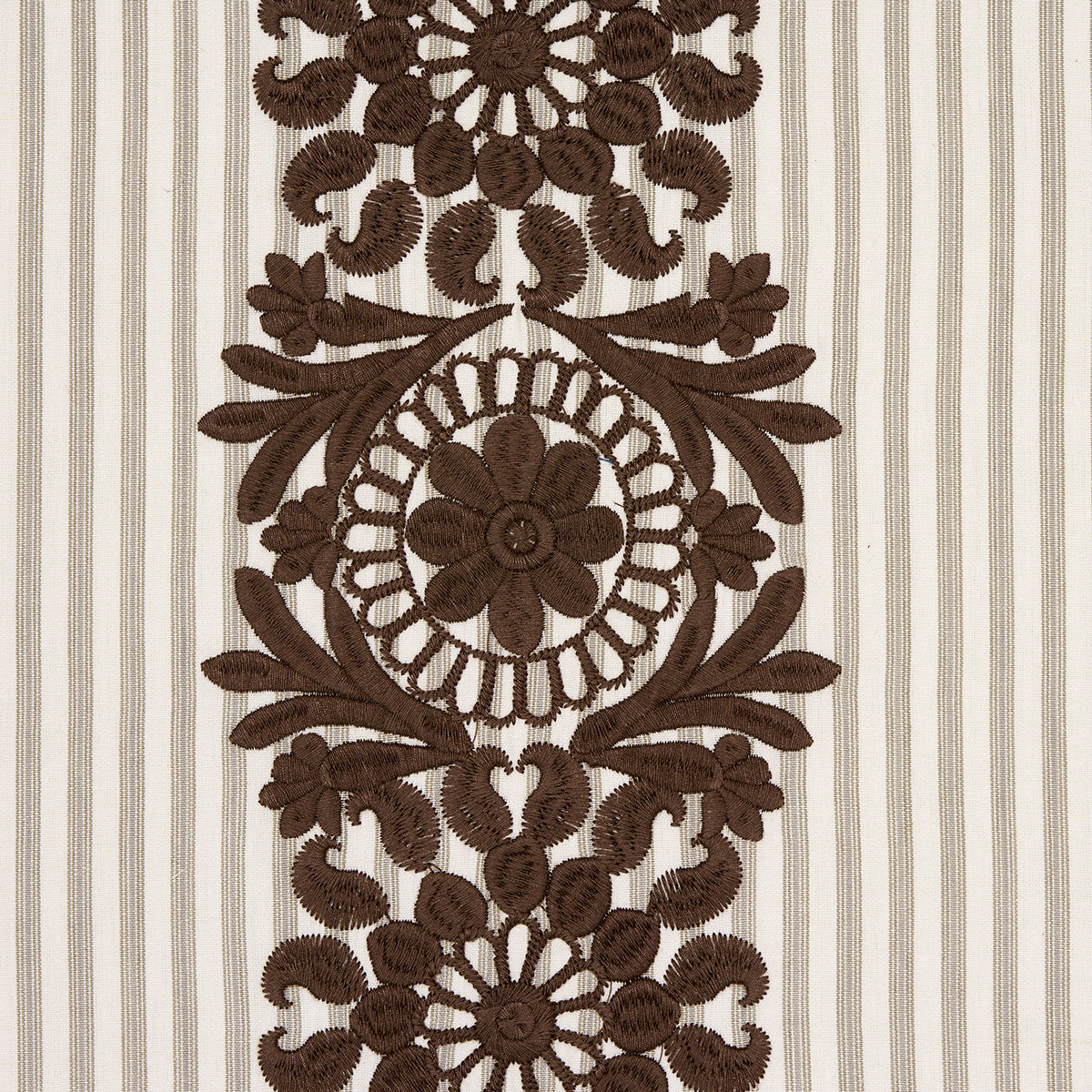 Schumacher Joelle Stripe Chocolate Fabric 81540