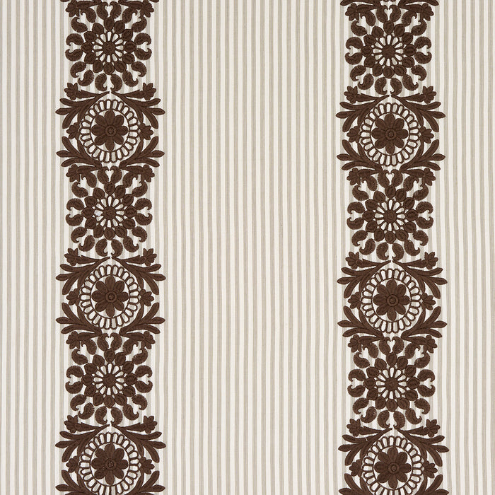 Schumacher Joelle Stripe Chocolate Fabric 81540