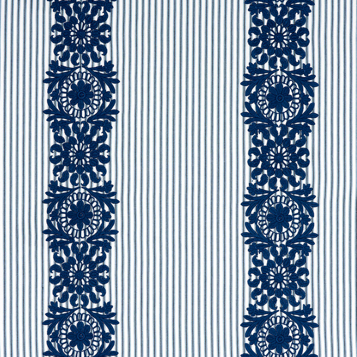 Schumacher Joelle Stripe Blue Fabric 81541