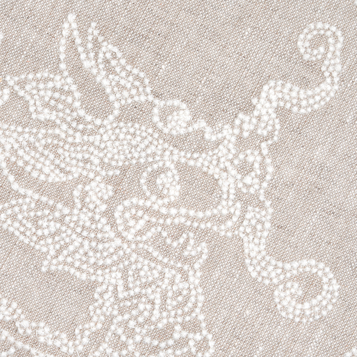 Schumacher Dragon Embroidery Ivory On Natural Fabric 81551