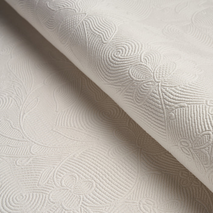 Schumacher Quilted Scroll Matelasse Ivory Fabric 81590