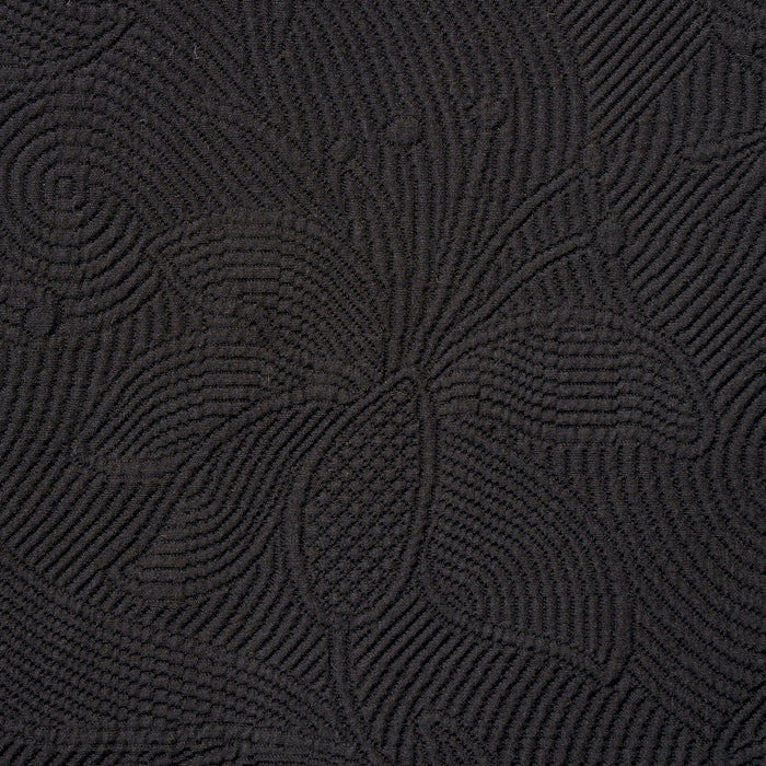 Schumacher Quilted Scroll Matelasse Pitch Black Fabric Sample 81591