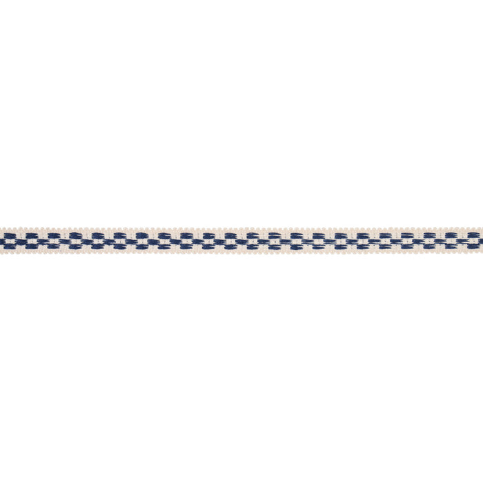 Schumacher Crawford Check Tape Narrow Indigo Trim Sample 81620