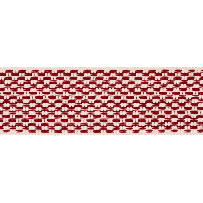 Schumacher Crawford Check Tape Wide Cornwallis Red Trim Sample 81641