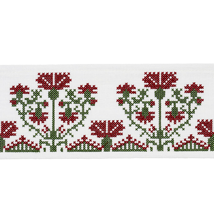 Schumacher Custis Embroidered Tape Claret Trim 81660