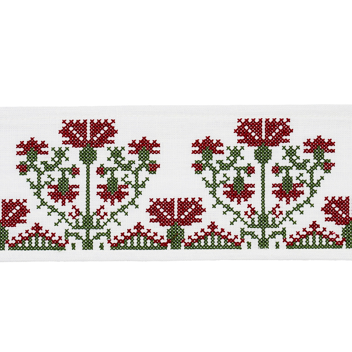 Schumacher Custis Embroidered Tape Claret Trim Sample 81660