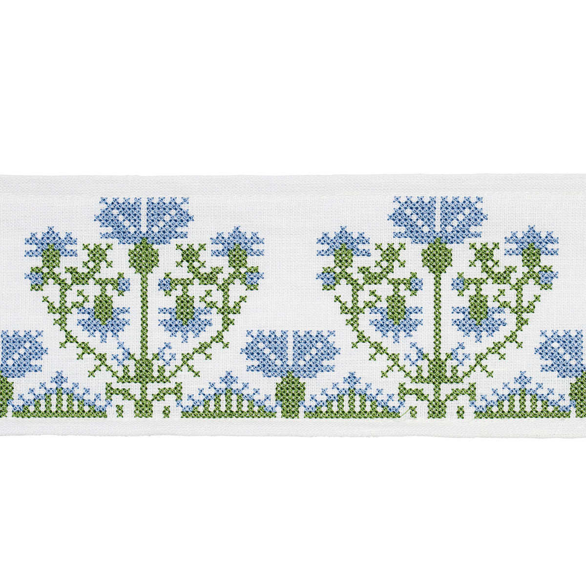 Schumacher Custis Embroidered Tape Chesapeake Trim Sample 81661