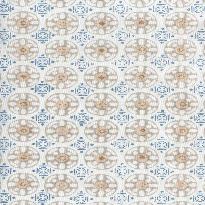 China Seas Kediri Batik Pale Putty Beige Teal Blue Fabric 8170-10WLC