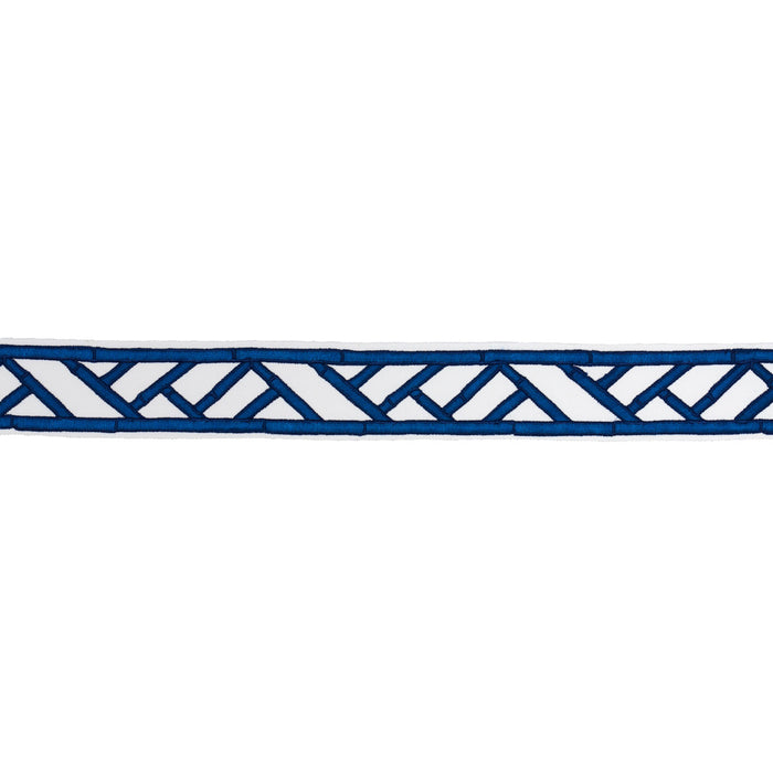 Schumacher Bamboo Trellis Tape Blue Trim Sample 81742