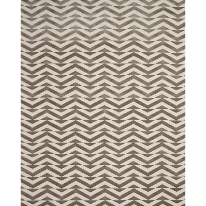 Schumacher Broken Chevron Cut Velvet Taupe On Ivory Fabric Sample 81810