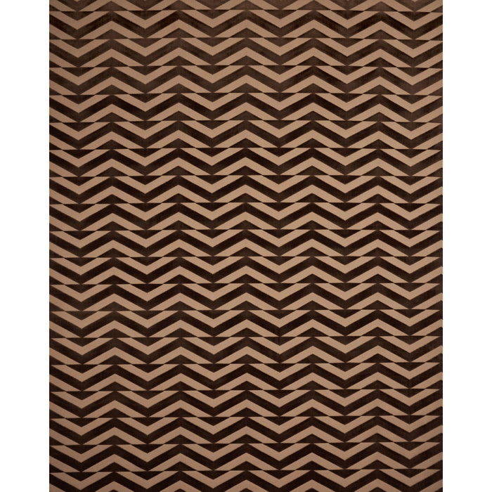 Schumacher Broken Chevron Cut Velvet Brown On Camel Fabric Sample 81811