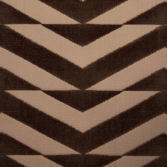 Schumacher Broken Chevron Cut Velvet Brown On Camel Fabric Sample 81811