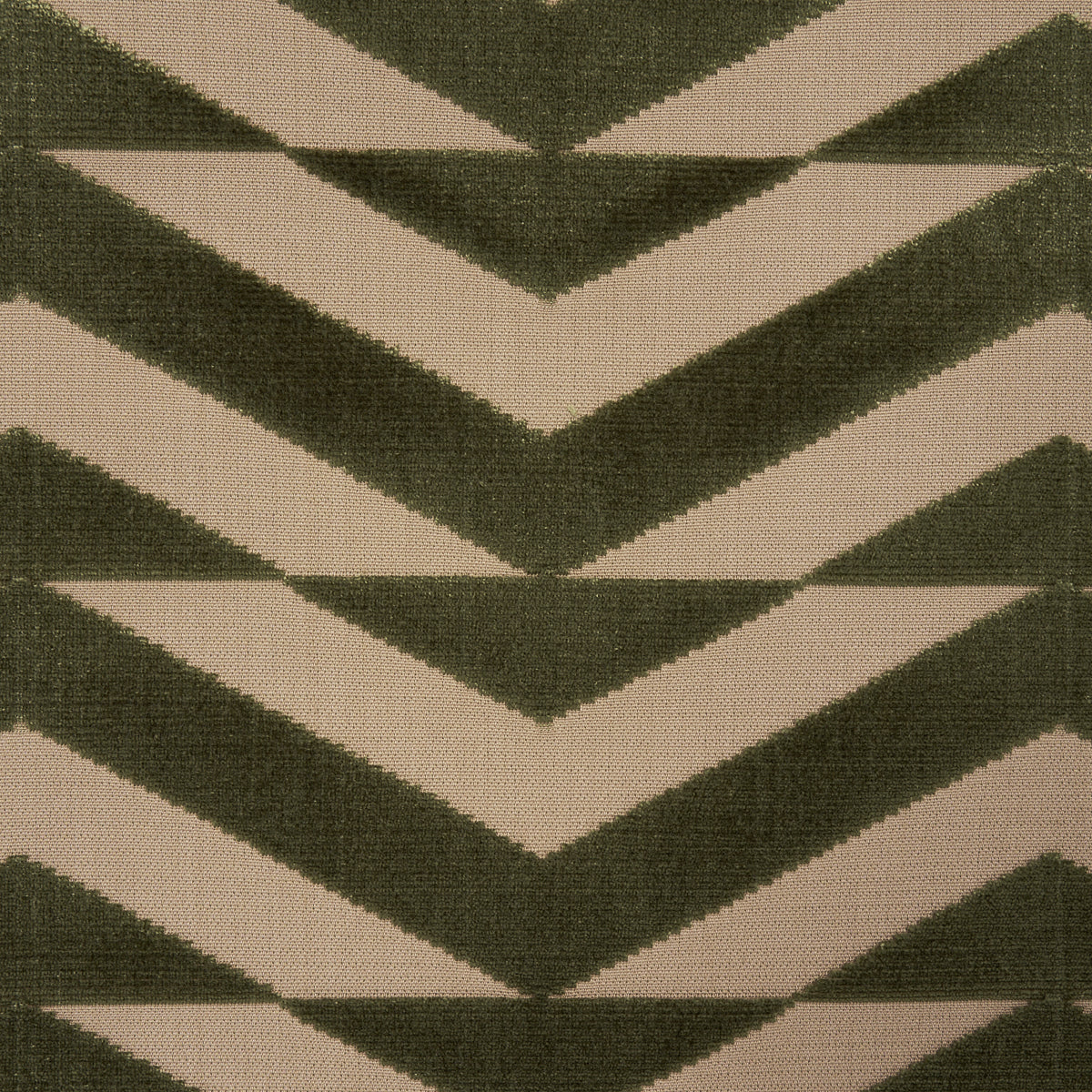 Schumacher Broken Chevron Cut Velvet Olive On Khaki Fabric 81812