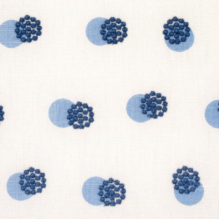 Schumacher Taylor Embroidery Blue On Ivory Fabric 81841