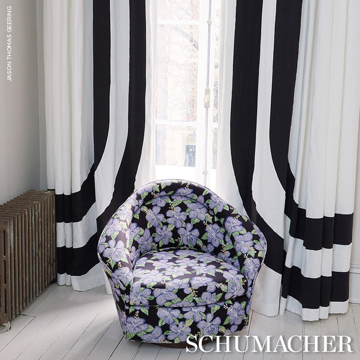 Schumacher Virginia Panel A Black & White Fabric 81860