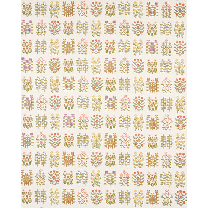 Schumacher Annika Floral Tapestry Multi On Ivory Fabric 81970