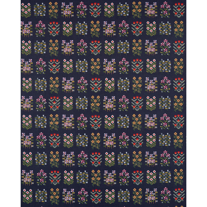 Schumacher Annika Floral Tapestry Multi On Navy Fabric 81971