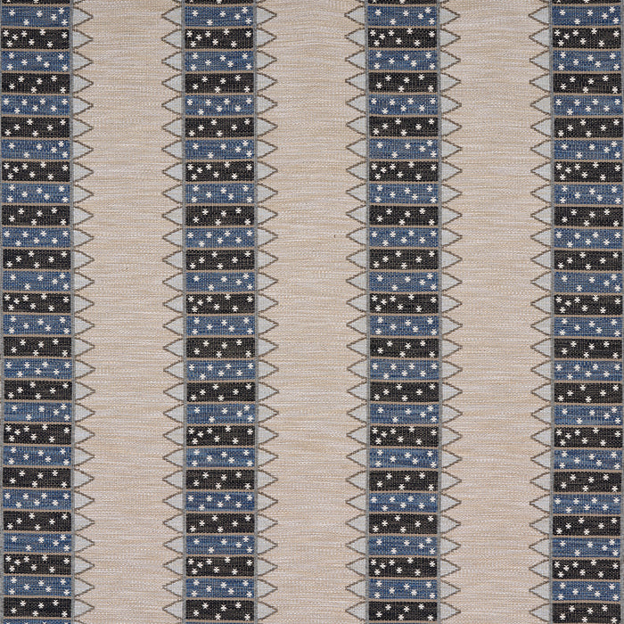 Schumacher Noor Kilim Stripe Indigo Fabric 81982