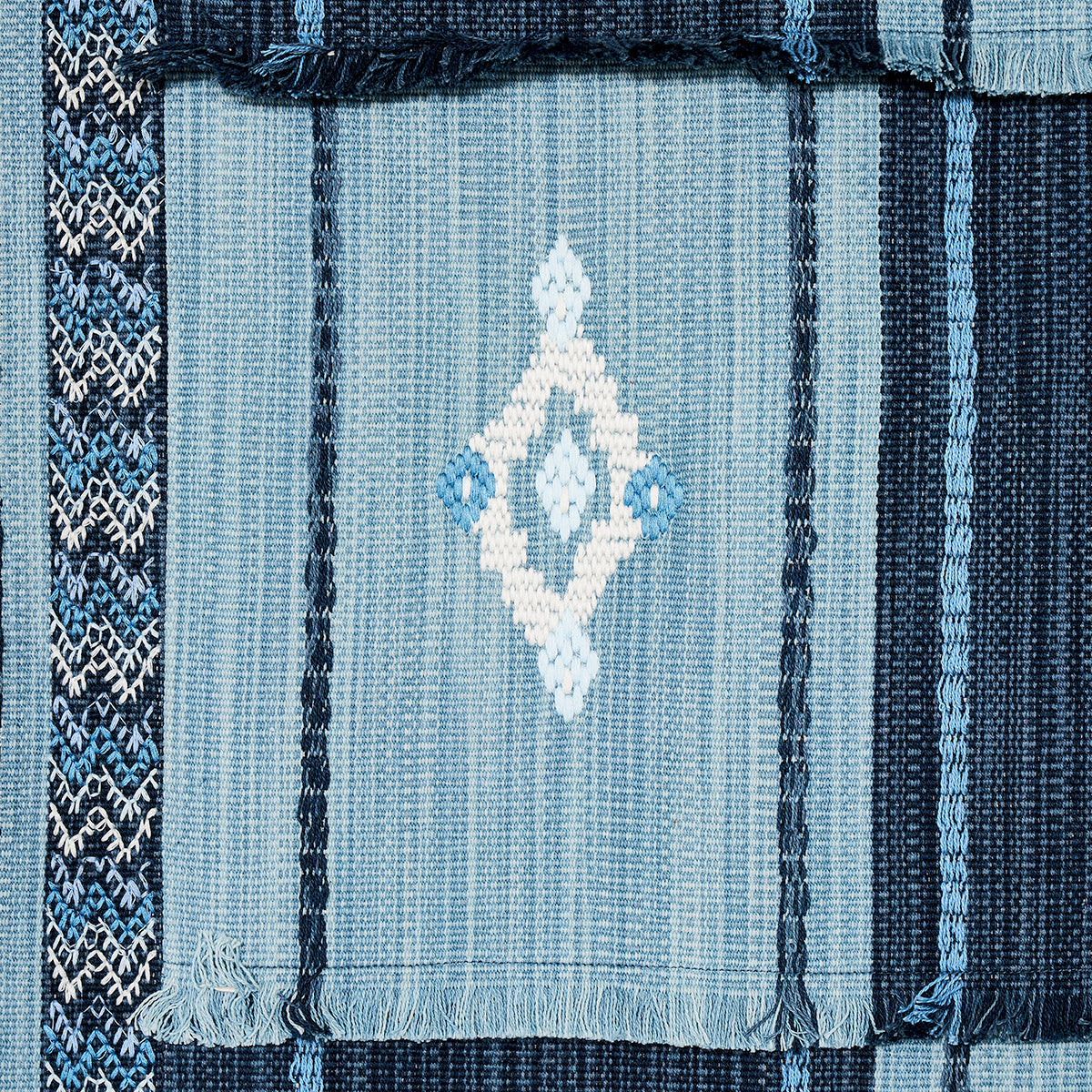 Schumacher Aravali Patchwork Denim And Indigo Fabric Sample 82090