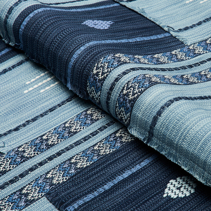 Schumacher Aravali Patchwork Denim And Indigo Fabric Sample 82090