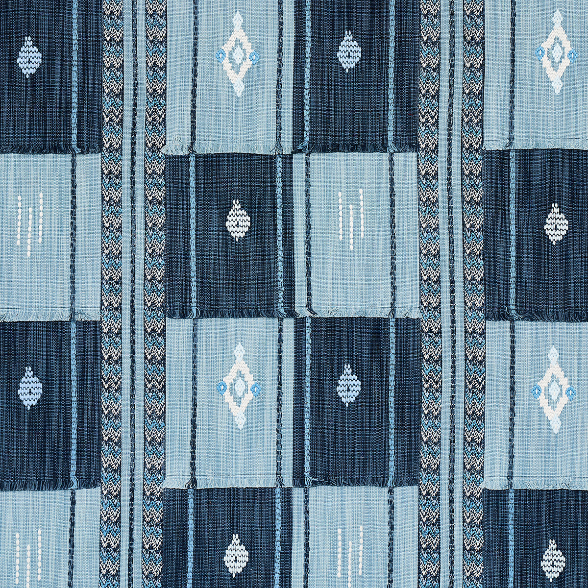 Schumacher Aravali Patchwork Denim And Indigo Fabric 82090