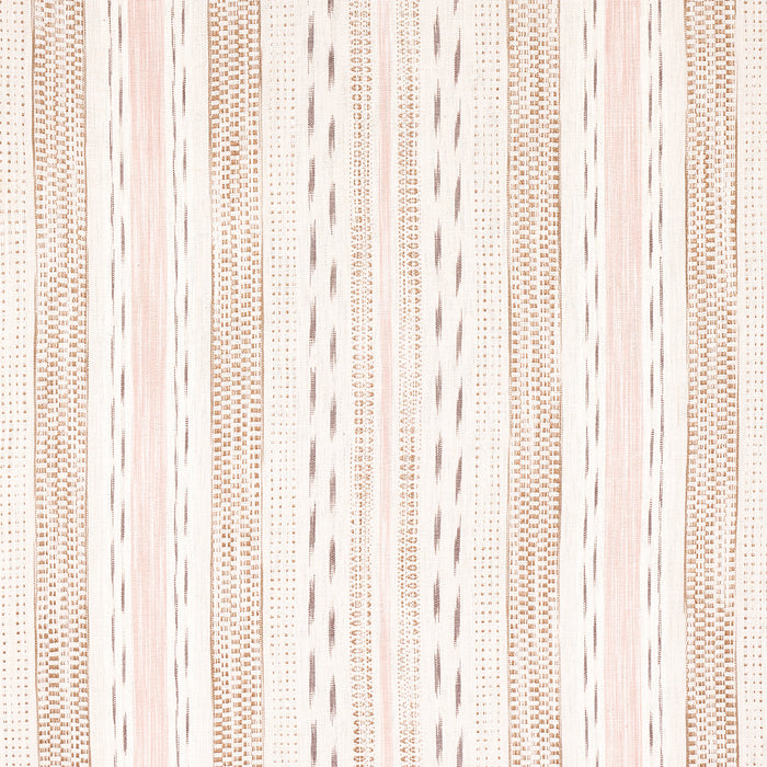 Schumacher Mirza Ikat Stripe Blush On Natural Fabric 82111