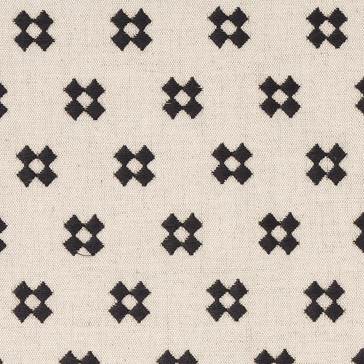 Schumacher Thandie Embroidery Carbon On Natural Fabric Sample 82120