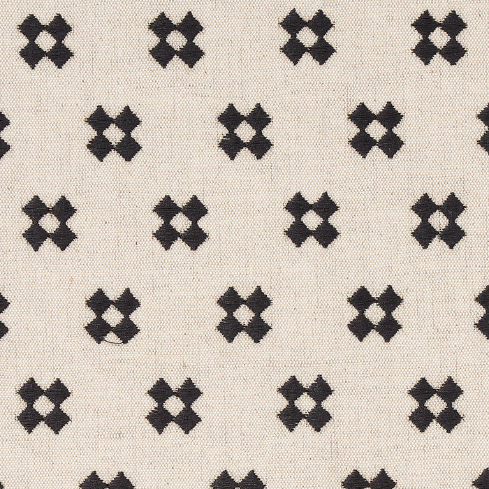 Schumacher Thandie Embroidery Carbon On Natural Fabric Sample 82120