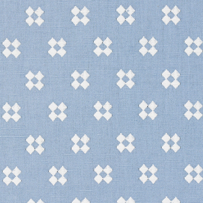 Schumacher Thandie Embroidery Ivory On Chambray Fabric 82122