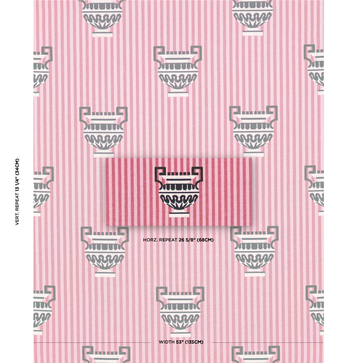 Schumacher Clermont Epingle Pink Fabric 82142