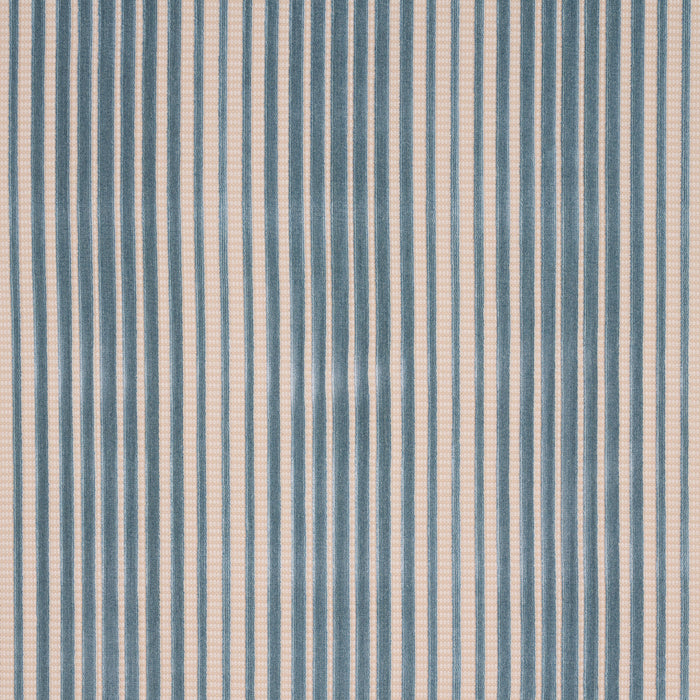 Schumacher Chimay Stripe Velvet Ciel Fabric 82150