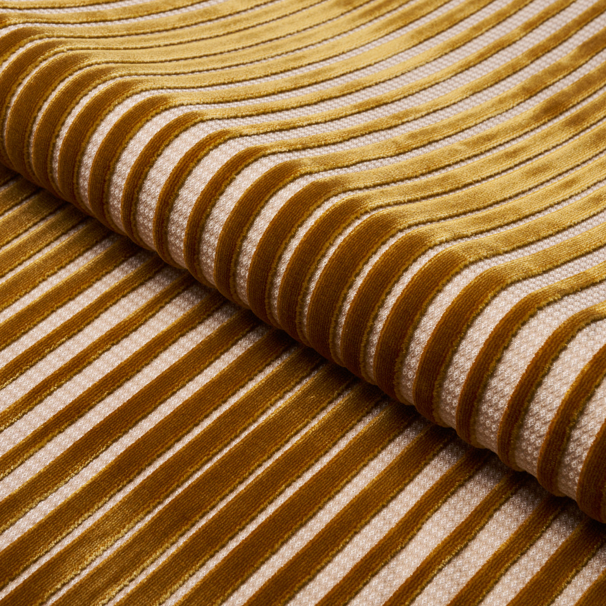 Schumacher Chimay Stripe Velvet Bronze Fabric 82151