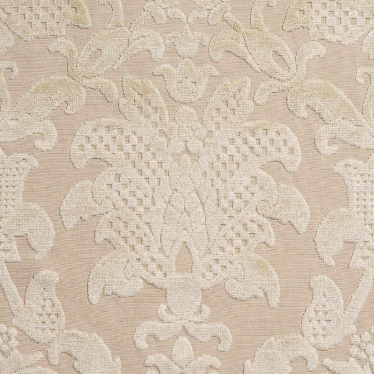 Schumacher Limbourg Damask Velvet Pearl Fabric 82161