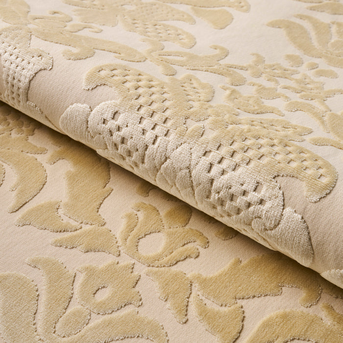 Schumacher Limbourg Damask Velvet Pearl Fabric 82161