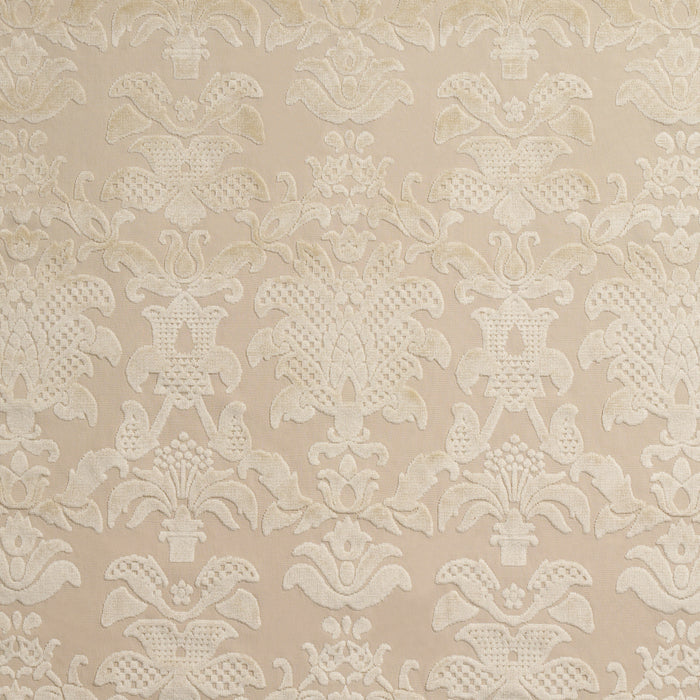 Schumacher Limbourg Damask Velvet Pearl Fabric Sample 82161