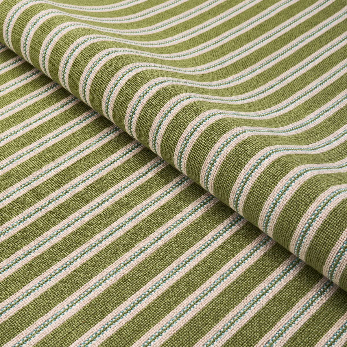 Schumacher Benson Stripe Épinglé Green Fabric 82181