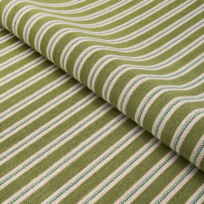 Schumacher Benson Stripe Épinglé Green Fabric 82181