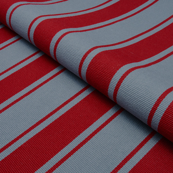 Schumacher Tangier Stripe Teal & Red Fabric 82272