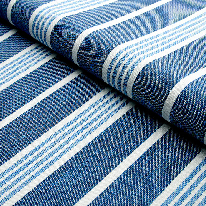 Schumacher Hampton Stripe Indoor/Outdoor Indigo Fabric 82300